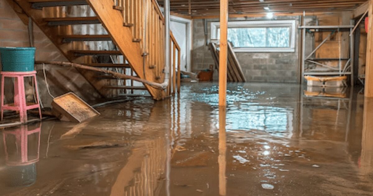 Sous-sol inond&eacute; apr&egrave;s de forte pluie.